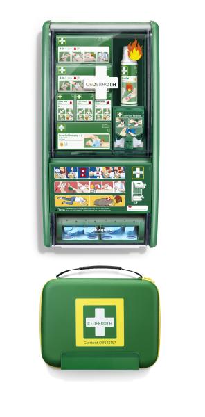 First Aid & Burn Station mit Erste-Hilfe-Koffer DIN 13157