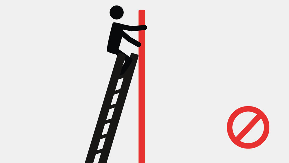 Die obersten 3 Sprossen nicht besteigen